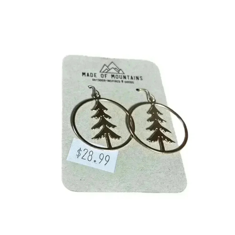 Made Of Mountains Pine Tree Earrings Gold Color New Made In Montana - Picture 6 of 9